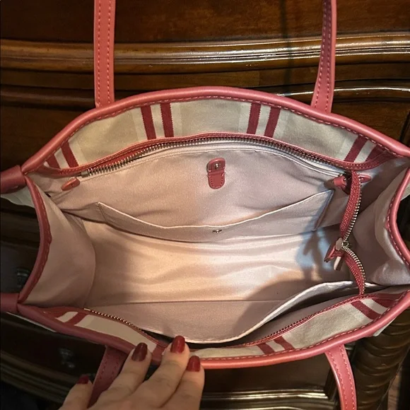 NWOT Kate Spade Market Striped Canvas Medium Tote in red jasper multi - Picture 7 of 8